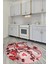 3D Kalp Fincan Motifli Kaymaz Yıkanabilir Modern Yuvarlak Mutfak Halısı, Y-Mutfak-34-Kırmızı, 3