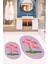 Dijital Baskılı Yıkanabilir Flamingo Desenli Ikili Banyo Halısı Paspas Oval, Klozet-30-Pembe, 5