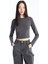 Crop Uzun Kol Kadın Basic Sweatshırt 4