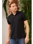 Erkek Intersiye Yaka Detaylı Pamuklu Polo Yaka T-Shirt Siyah 1