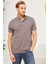 Erkek Intersiye Yaka Detaylı Pamuklu Polo Yaka T-Shirt Antrasit 4