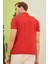 Erkek Intersiye Yaka Detaylı Pamuklu Polo Yaka T-Shirt Kırmızı 4