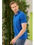 Erkek Intersiye Yaka Detaylı Pamuklu Polo Yaka T-Shirt Mavi 4