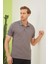 Erkek Intersiye Yaka Detaylı Pamuklu Polo Yaka T-Shirt Antrasit 3