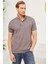 Erkek Intersiye Yaka Detaylı Pamuklu Polo Yaka T-Shirt Antrasit 4