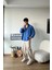 Basic Saks Mavisi Uzun Kollu Oversize Gömlek 1