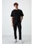 Siyah Pamuklu Kalın Yumuşak Dokulu Oversize Fit Basic Erkek Eşofman Takım - 85251 4