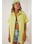 Kadın Sarı Oversize Uzun Kısa Kollu Basic Poplin Gömlek HZL22S-BD1201201 2
