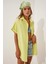 Kadın Sarı Oversize Uzun Kısa Kollu Basic Poplin Gömlek HZL22S-BD1201201 3