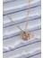 316L Çelik Gold Renk Pembe Kristal Kalp Model Zirkon Taş Detay Kadın Kolye - TJ-BKO7664 1