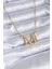 316L Çelik Gold Renk M Harf Model Zirkon Taşlı Kadın Kolye - TJ-BKO7705 1