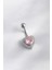 316L Cerrahi Çelik Pembe Zirkon Taş Kalp Model Kadın Göbek Piercing - TJ-PR1221 1