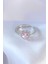 Gümüş Renk Pembe Zirkon Taşlı Kalp Charm Model Pirinç Kadın Yüzük - TJ-BYK2617 2