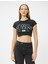 Crop Baskılı Tişört Bisiklet Yaka Kısa Kollu Pamuklu Slim Fit 3