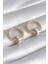Pirinç Gold Renk Sarmal Halka Model Gümüş Renk Zirkon Taşlı Kadın Küpe - TJ-BKP8493 1