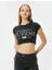 Crop Baskılı Tişört Bisiklet Yaka Kısa Kollu Pamuklu Slim Fit 1