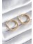 Pirinç Gold Renk Su Yolu Zirkon Taşlı Halka Model Kadın Küpe - TJ-BKP8420 2