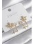 Pirinç Gold Renk Zirkon Taşlı Çiçek Model Inci Detay Kadın Küpe - TJ-BKP8517 1