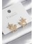 Pirinç Gold Renk Zirkon Taşlı Çiçek Model Kadın Küpe - TJ-BKP8531 1