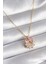 316L Çelik Gold Renk Pembe Zirkon Taşlı Kurdele Model Kadın Kolye - TJ-BKO8263 1