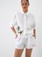%100 Keten Beli Lastikli Oversize Şort 2