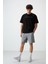 Siyah Pamuklu Kalın Yüzeyi Dokulu Oversize Fit Baskılı Erkek T-Shirt - 88371 3