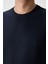Lacivert Waffle İnterlok Yüzeyi Dokulu Oversize Fit Basic Erkek T-Shirt - 88379 2