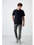 Lacivert Waffle İnterlok Yüzeyi Dokulu Oversize Fit Basic Erkek T-Shirt - 88379 3