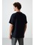 Lacivert Waffle İnterlok Yüzeyi Dokulu Oversize Fit Basic Erkek T-Shirt - 88379 5
