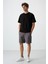 Siyah Pamuklu Kalın Yüzeyi Dokulu Oversize Fit Baskılı Erkek T-Shirt - 88364 3