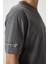 Koyu Gri Pamuklu Kalın Yüzeyi Dokulu Oversize Fit Baskılı Erkek T-Shirt - 88369 2