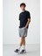 Lacivert Pamuklu Kalın Yüzeyi Dokulu Oversize Fit Baskılı Erkek T-Shirt - 88364 3