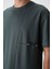 Haki Pamuklu Kalın Yüzeyi Dokulu Oversize Fit Baskılı Erkek T-Shirt - 88370 2