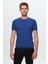 Slim Fit Kobalt Düz Örgü Rayon Örme T-Shirt 0EF069421003M 1