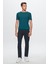 Slim Fit Zümrüt Yeşili Düz Örgü Rayon Örme T-Shirt 0EF069421003M 4