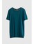 Slim Fit Zümrüt Yeşili Düz Örgü Rayon Örme T-Shirt 0EF069421003M 5