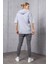 Gri Çapraz Bağcık Yaka Detay Kapüşonlu T-Shirt 5