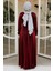 Simli Bordo Tesettür Abiye Elbise 42541BR 3