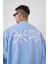 Erkek Born Again Style Oversize Açık Mavi Bomber Ceket 5