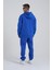 Erkek Middle Finger Baskılı Kapüşonlu Oversize Saks Sweatshirt 4