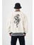 Erkek Snake Oversize Ekru Bomber Ceket 2