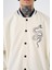 Erkek Snake Oversize Ekru Bomber Ceket 3