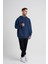 Erkek Basic Kapüşonlu Oversize Lacivert Sweatshirt 5