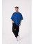 Erkek Basic Pamuklu Oversize Indigo Tişört 3