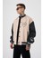 Erkek Hell Fire Club Oversize Bomber Ceket Beıge 2