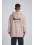 Erkek Yıkamalı No 7 Kapüşonlu Oversize Bej Sweatshirt 2