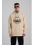 Erkek Guns Baskılı Kapüşonlu Oversize Açık Bej Sweatshirt 1