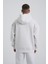 Erkek Middle Finger Baskılı Kapüşonlu Oversize Açık Gri Sweatshirt 4