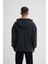 Erkek Basic Kapüşonlu Oversize Siyah Sweatshirt 2