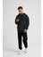 Erkek Basic Kapüşonlu Oversize Siyah Sweatshirt 5